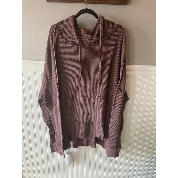 Free People One Gannet Hoodie Waffle Knit Pullover Small NEW - Picture 4 of 5